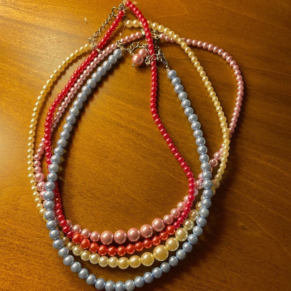 Colorful handmade ball beaded necklaces (Bundle of 4)